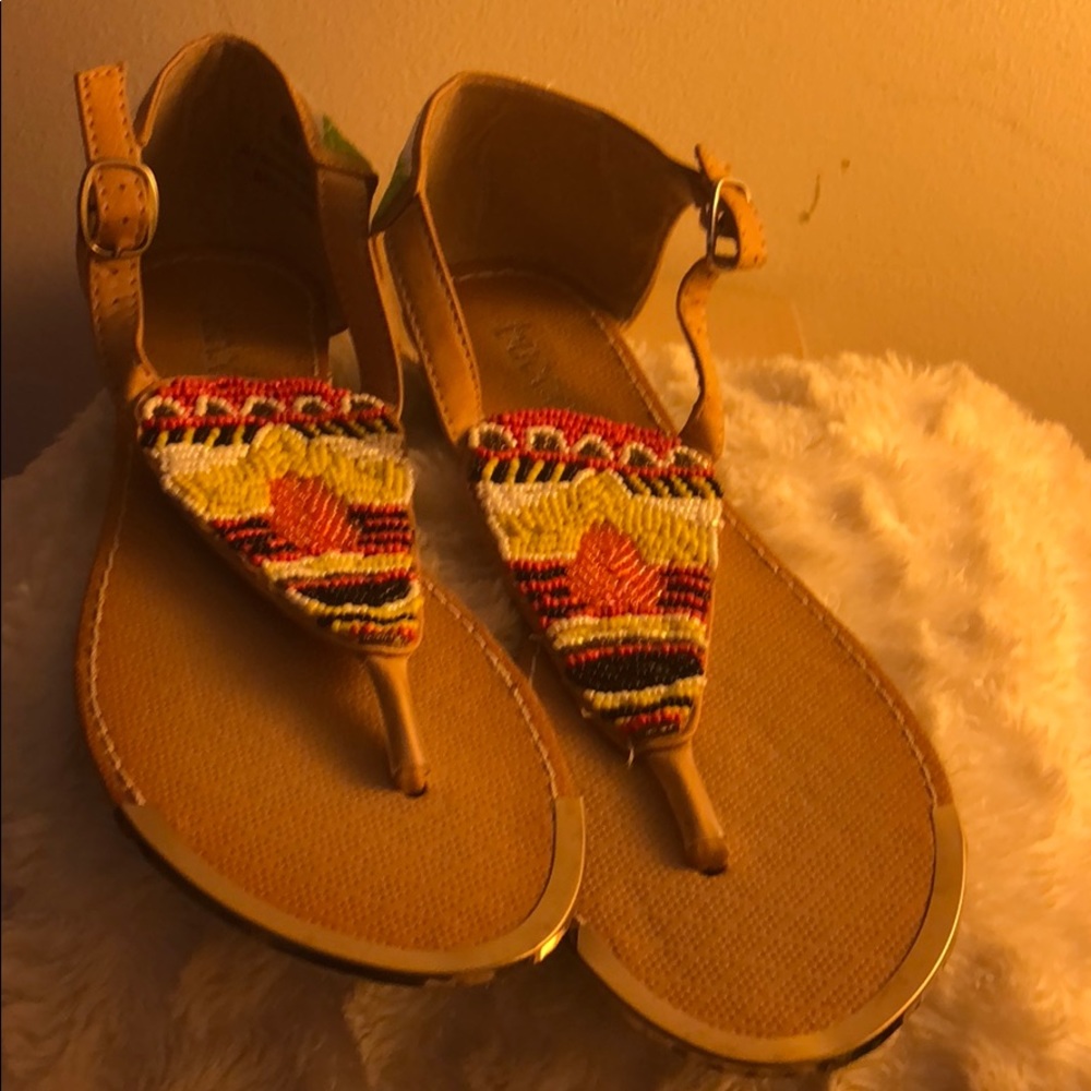 Multi-colored sandals with creative bead work